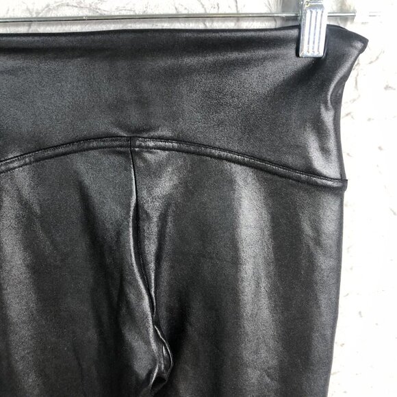 Spanx Leggings Womens Medium Black Shiny Stretch Fitted Pull On Versatile - Picture 14 of 16